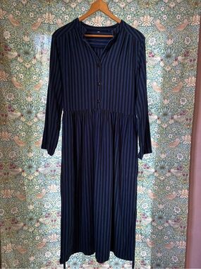 Ace and Jig Navy and Black Striped Long Sleeve Dress